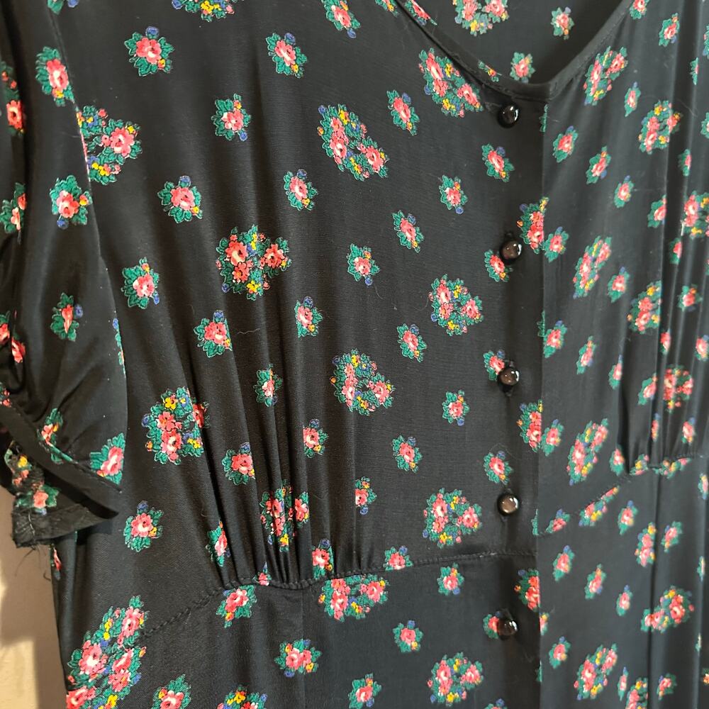 Vintage Gap 90s Grunge Dainty Floral Button Front Maxi Dress Black M - Picture 5 of 11